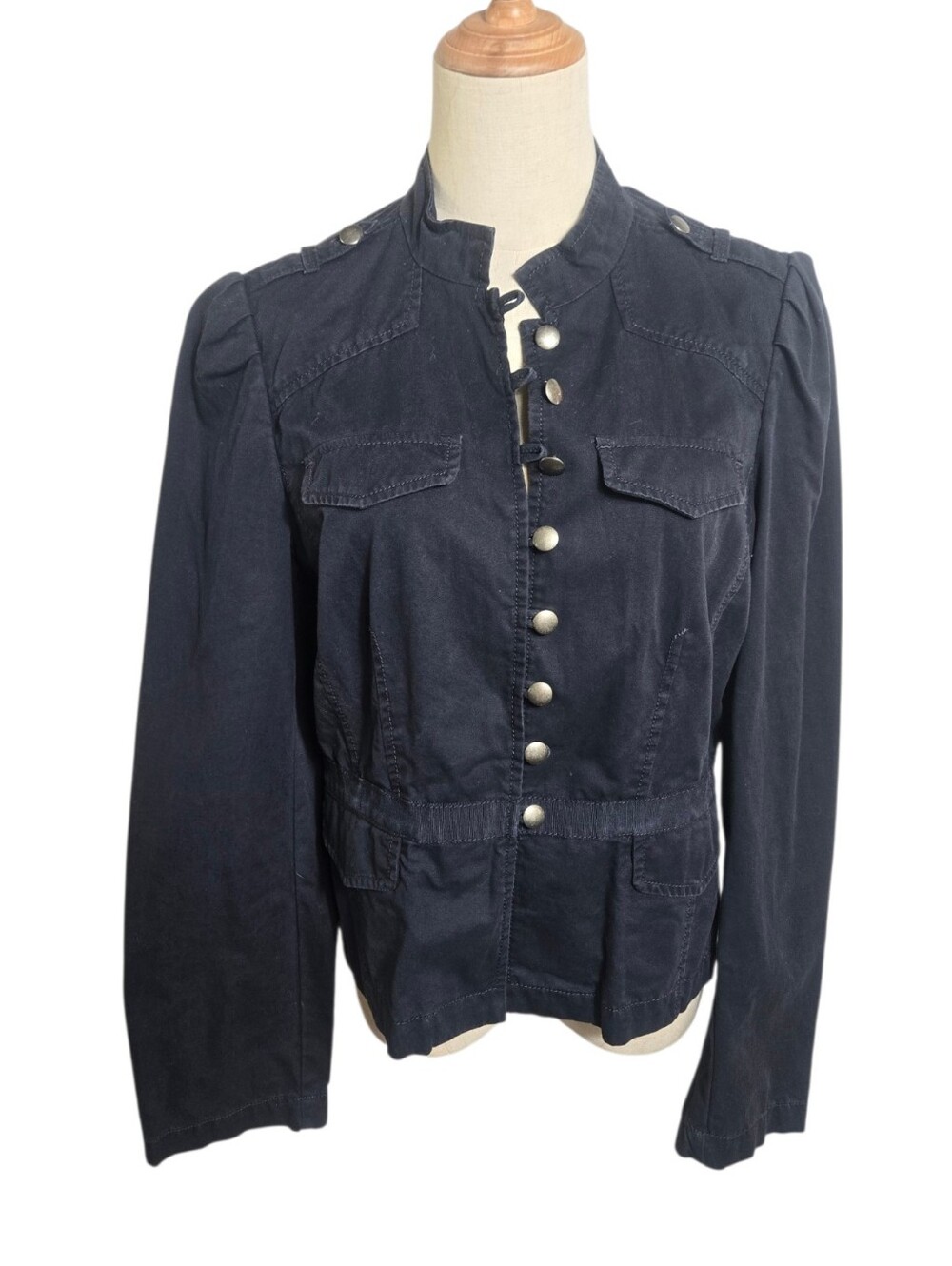 Loft Navy BlueWomens Military-Style Button Front Jacket -